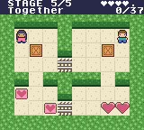 Stage 5 of 5, Together: crates, pressure plates and gates between the two characters.